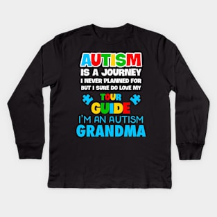 Autism Grandma Autism Awareness Gift for Birthday, Mother's Day, Thanksgiving, Christmas Kids Long Sleeve T-Shirt